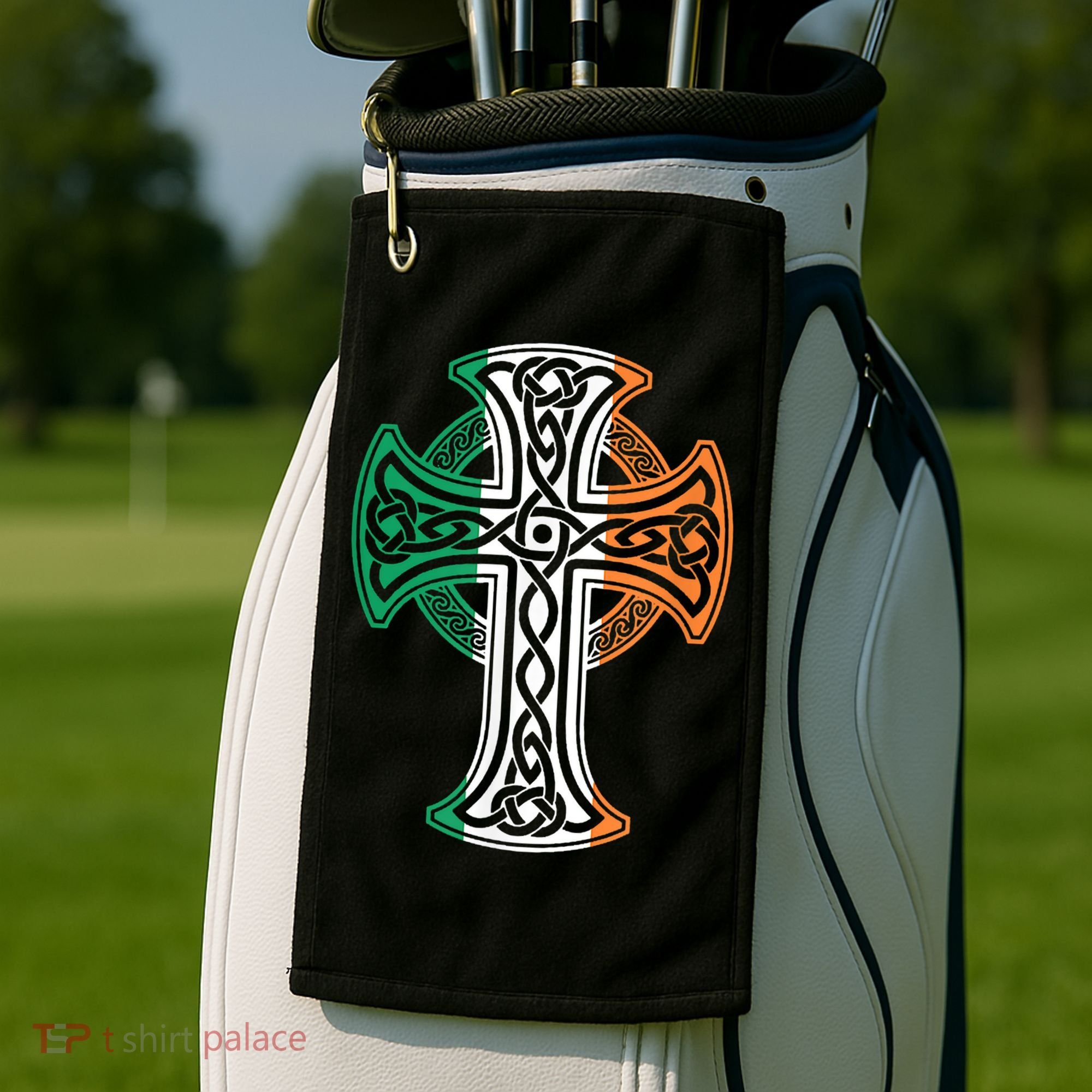 Irish Celtic Cross Christ Celtic Knot Ireland Flag Shamrock Golf Towel