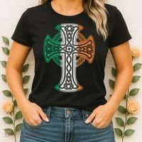 Irish Celtic Cross Christ Celtic Knot Ireland Flag Shamrock Women's T-Shirt thumb 2