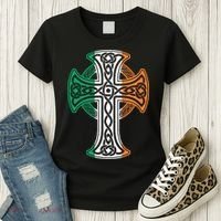 Irish Celtic Cross Christ Celtic Knot Ireland Flag Shamrock Women's T-Shirt thumb 3