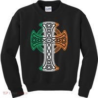Irish Celtic Cross Christ Celtic Knot Ireland Flag Shamrock Kids Sweatshirt thumb 0
