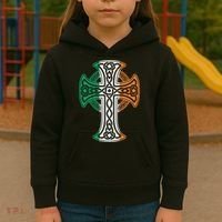 Irish Celtic Cross Christ Celtic Knot Ireland Flag Shamrock Kids Hoodie thumb 3