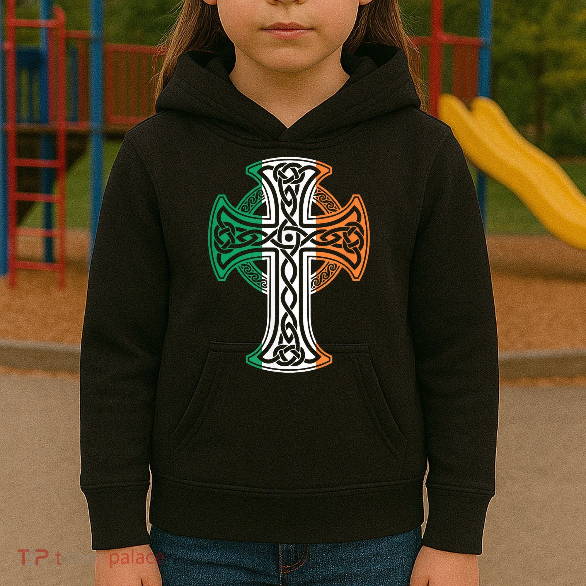 Irish Celtic Cross Christ Celtic Knot Ireland Flag Shamrock Kids Hoodie
