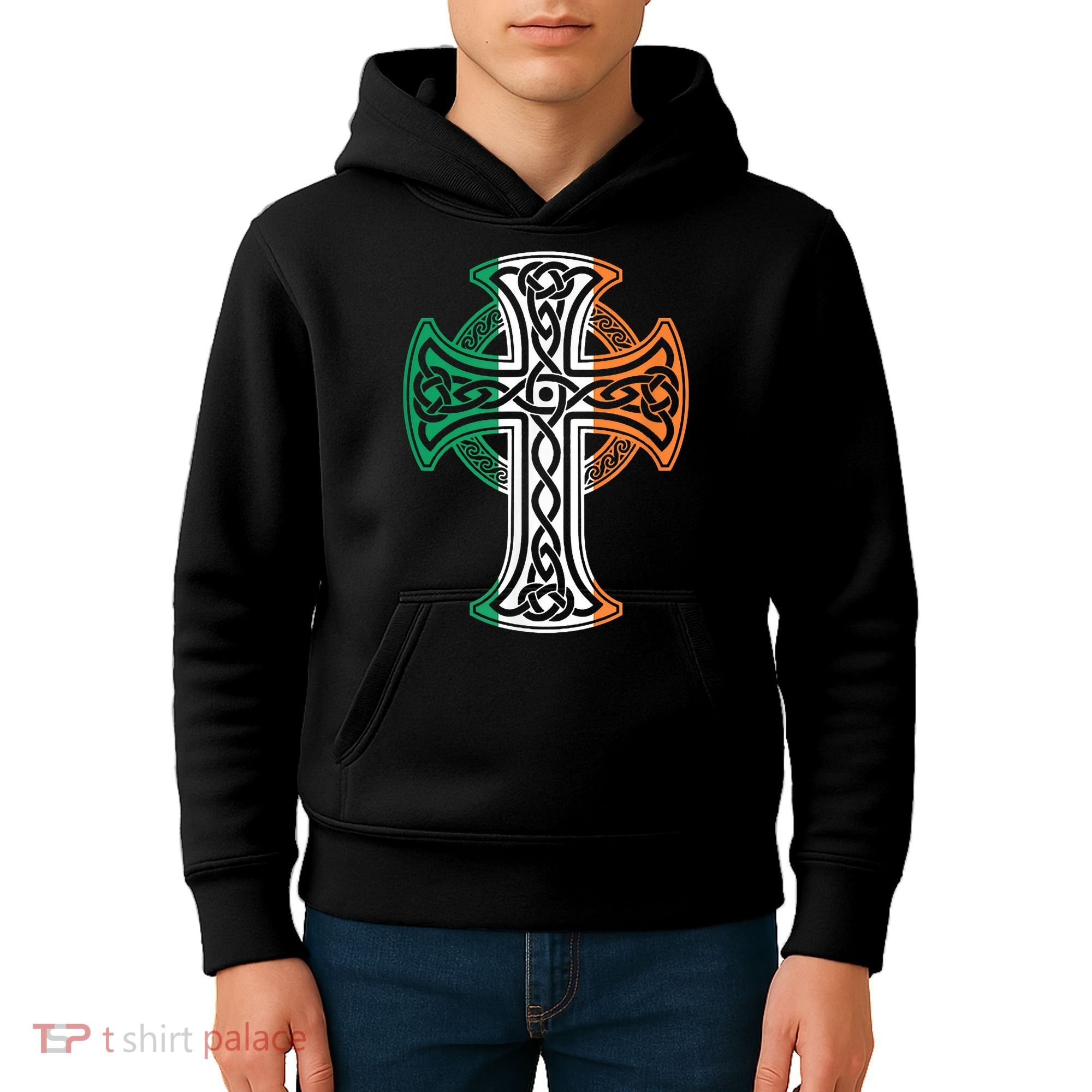 Irish Celtic Cross Christ Celtic Knot Ireland Flag Shamrock Kids Hoodie