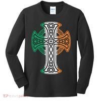 Irish Celtic Cross Christ Celtic Knot Ireland Flag Shamrock Kids Long Sleeve Shirt thumb 0