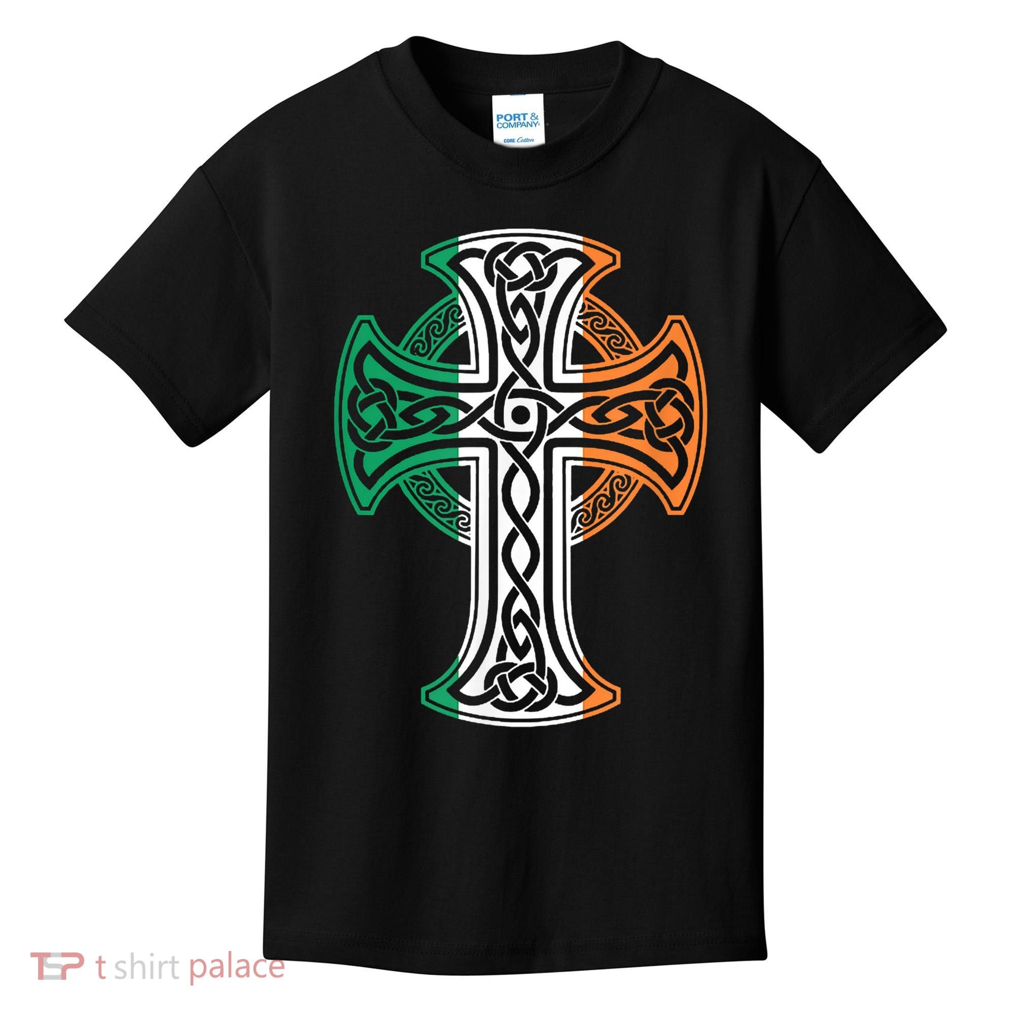 Irish Celtic Cross Christ Celtic Knot Ireland Flag Shamrock Kids T-Shirt