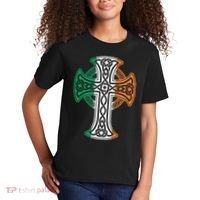 Irish Celtic Cross Christ Celtic Knot Ireland Flag Shamrock Kids T-Shirt thumb 2