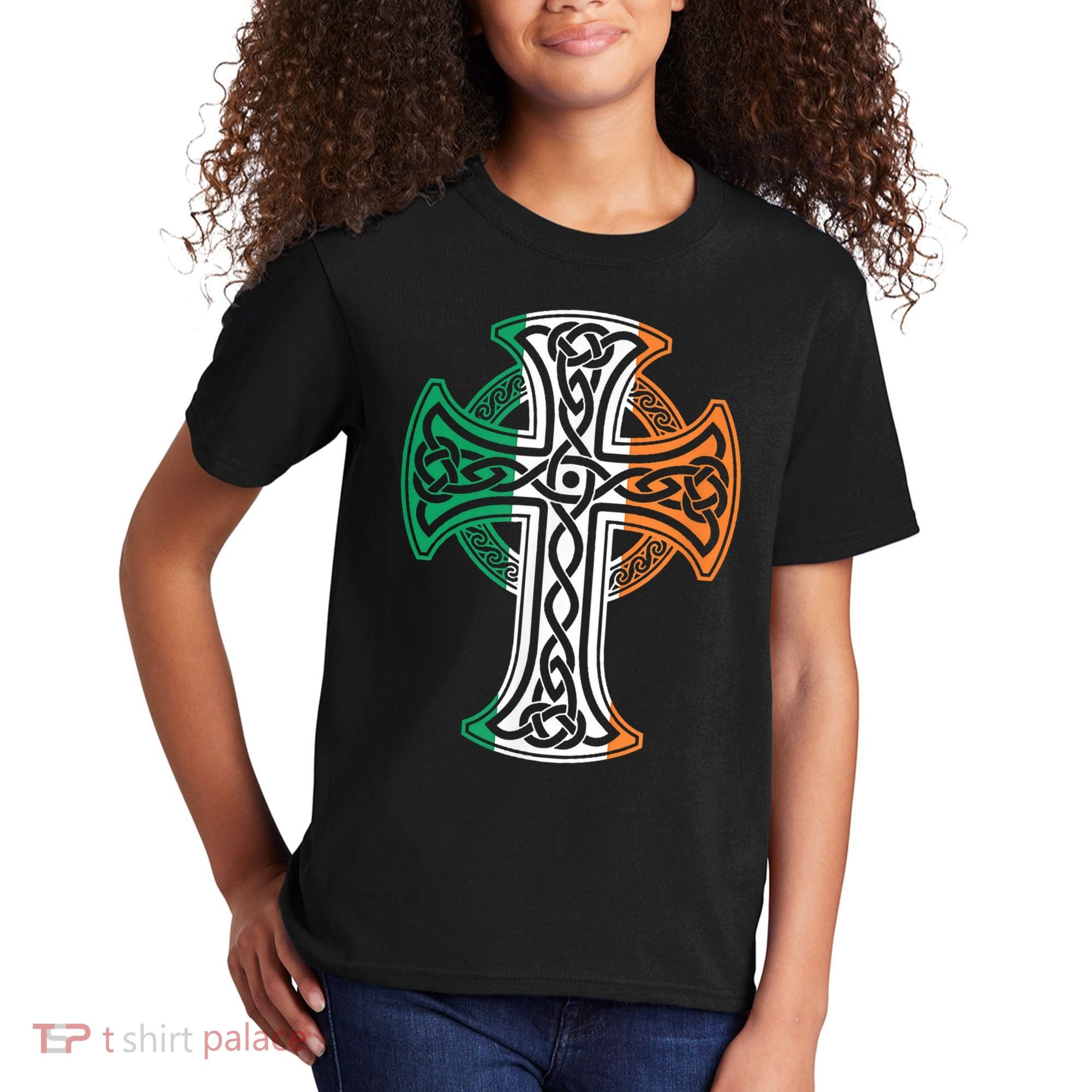 Irish Celtic Cross Christ Celtic Knot Ireland Flag Shamrock Kids T-Shirt