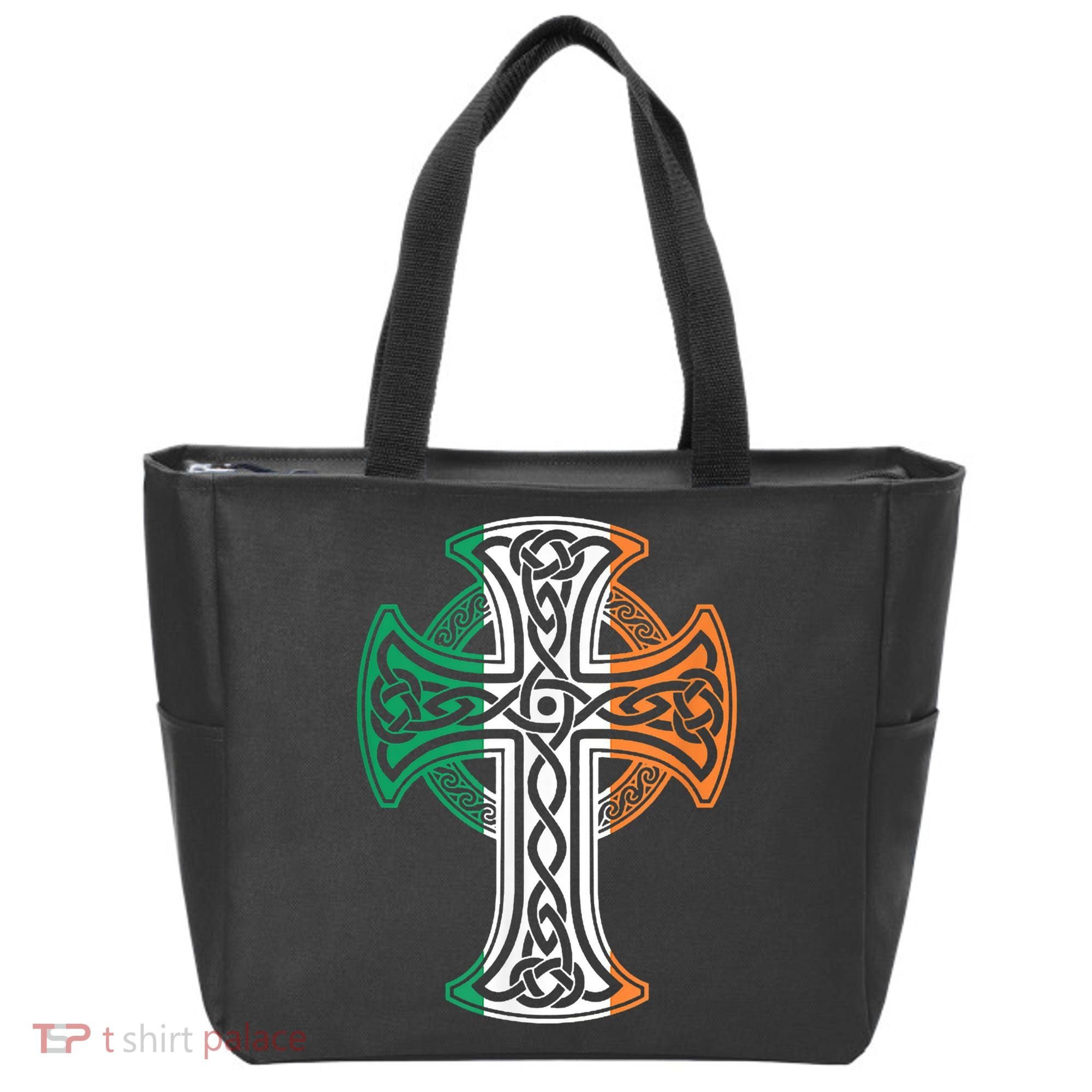 Irish Celtic Cross Christ Celtic Knot Ireland Flag Shamrock Tote Bag
