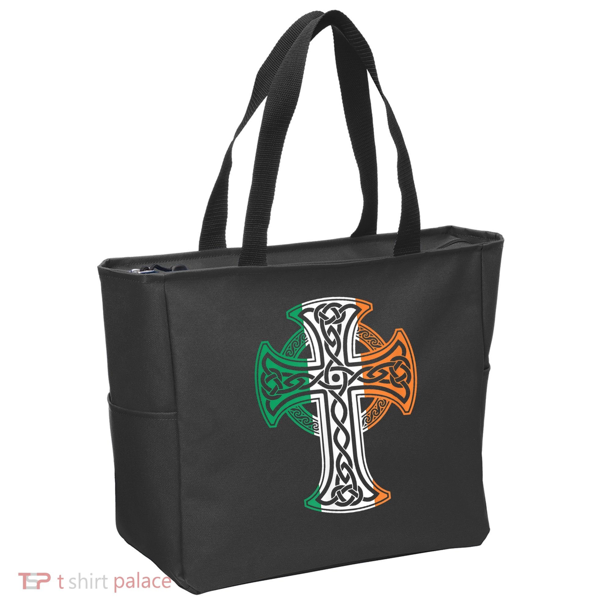 Irish Celtic Cross Christ Celtic Knot Ireland Flag Shamrock Tote Bag