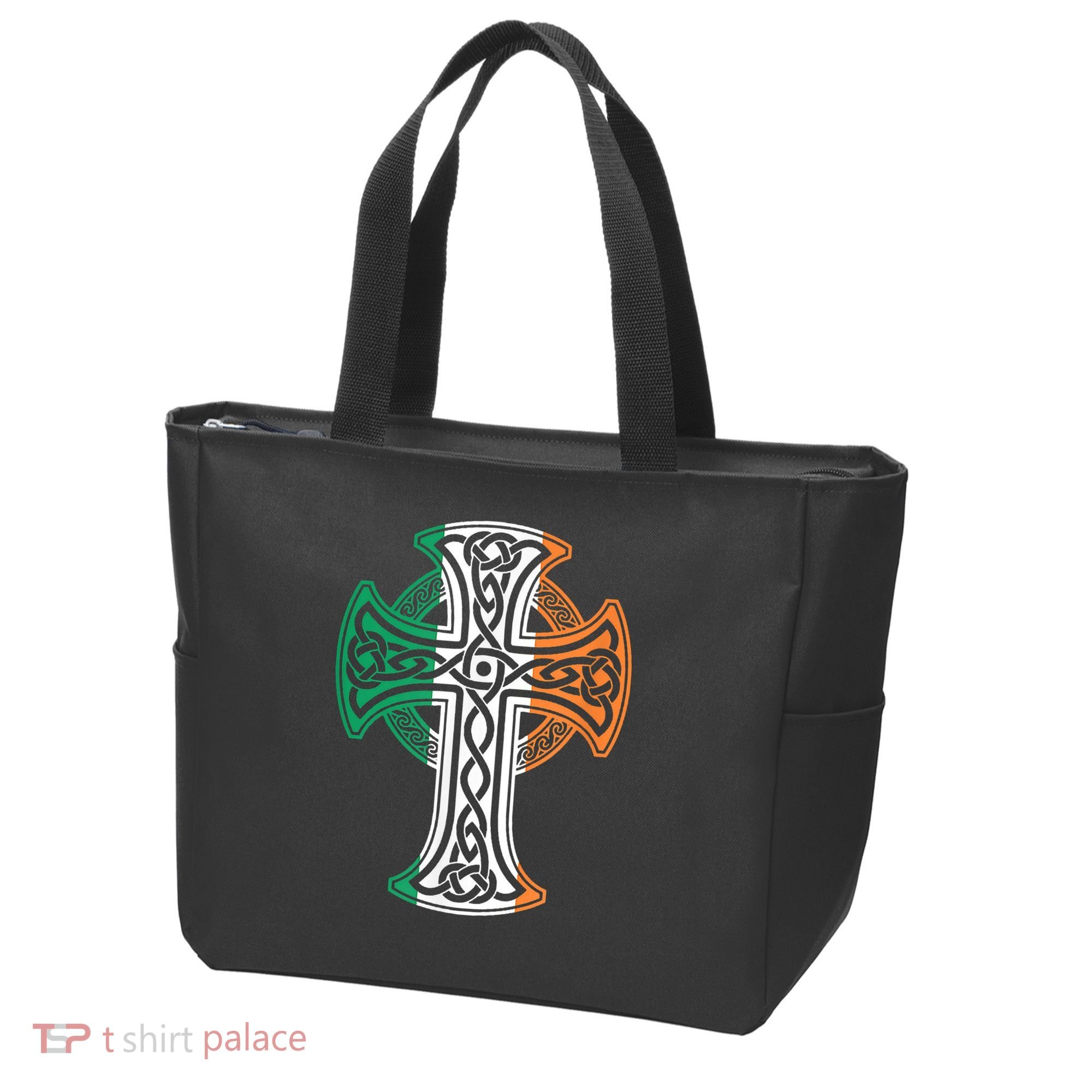 Irish Celtic Cross Christ Celtic Knot Ireland Flag Shamrock Tote Bag