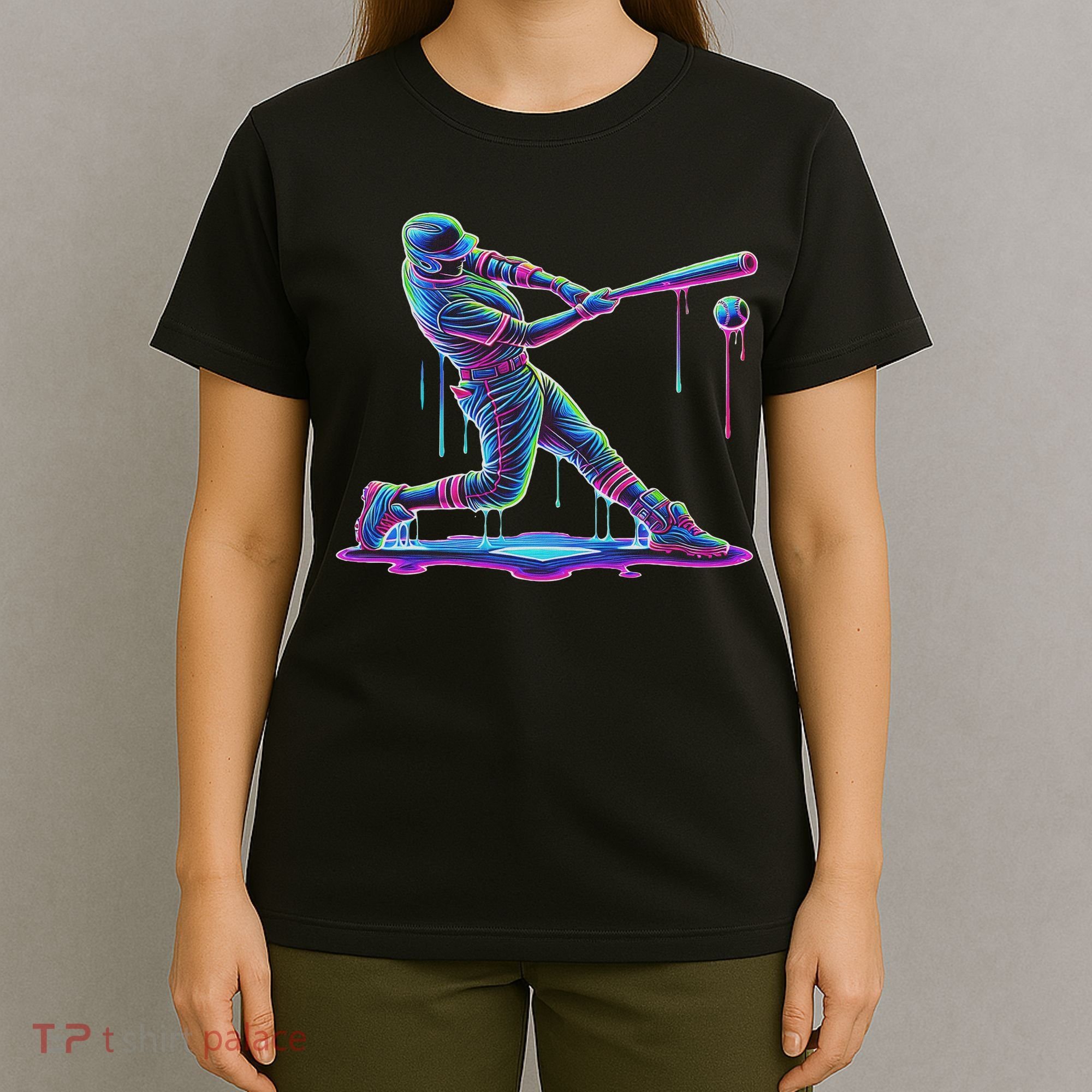 Ice Cream Drip Baseball Bat Baseball Player T-Shirt