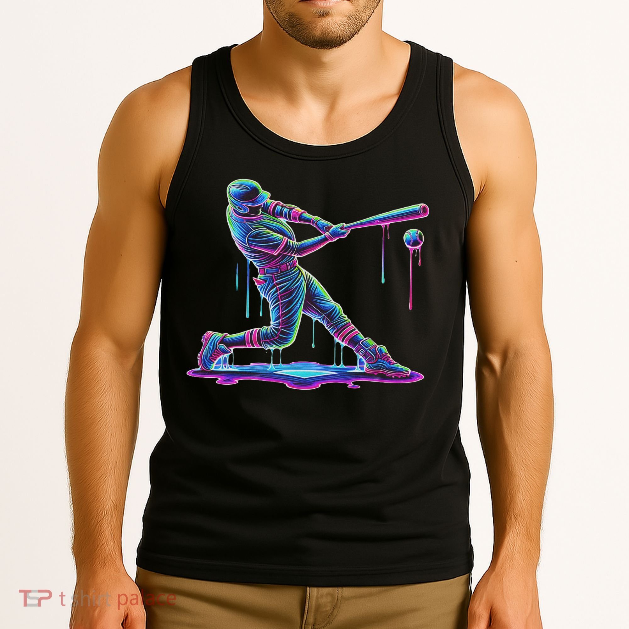 Ice Cream Drip Baseball Bat Baseball Player Tank Top