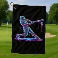 Ice Cream Drip Baseball Bat Baseball Player Golf Towel thumb 1