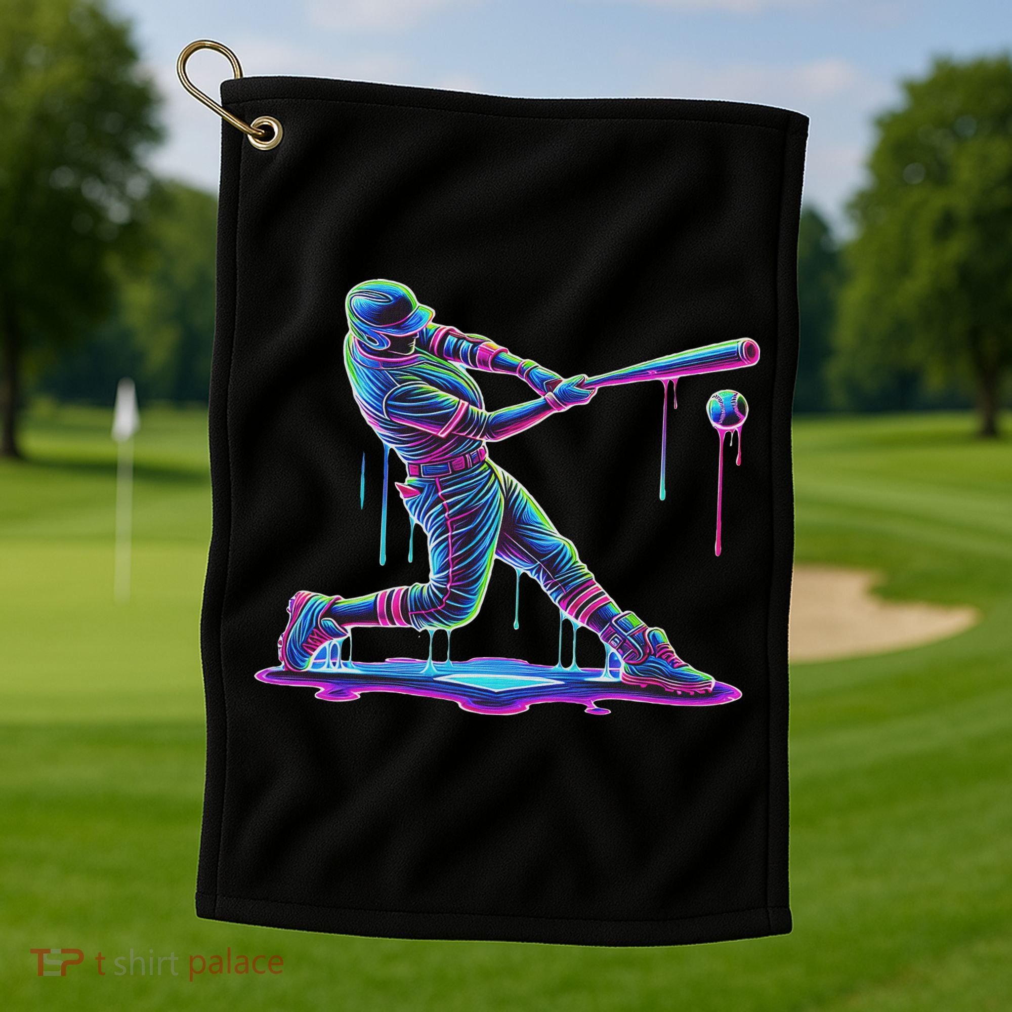 Ice Cream Drip Baseball Bat Baseball Player Golf Towel