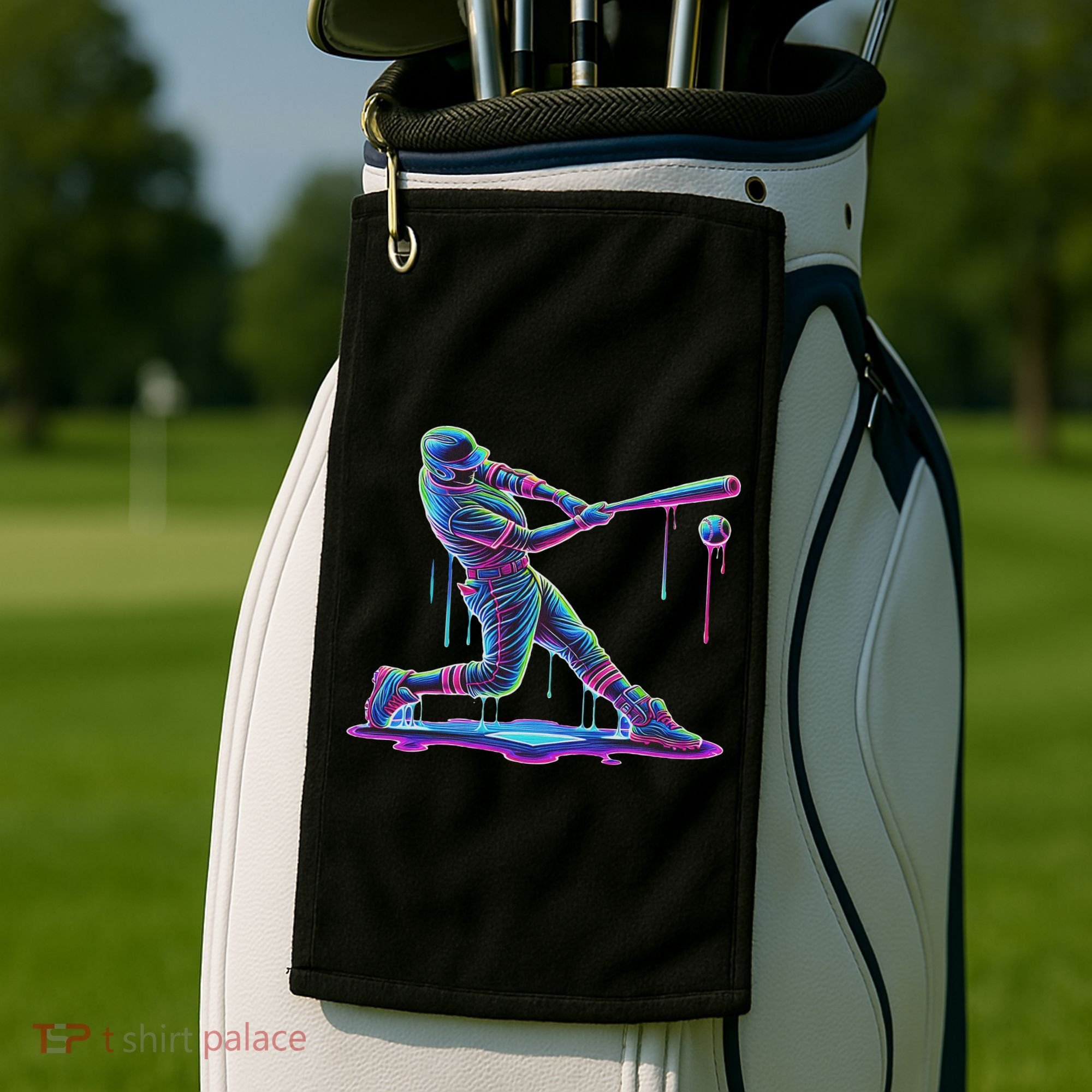 Ice Cream Drip Baseball Bat Baseball Player Golf Towel