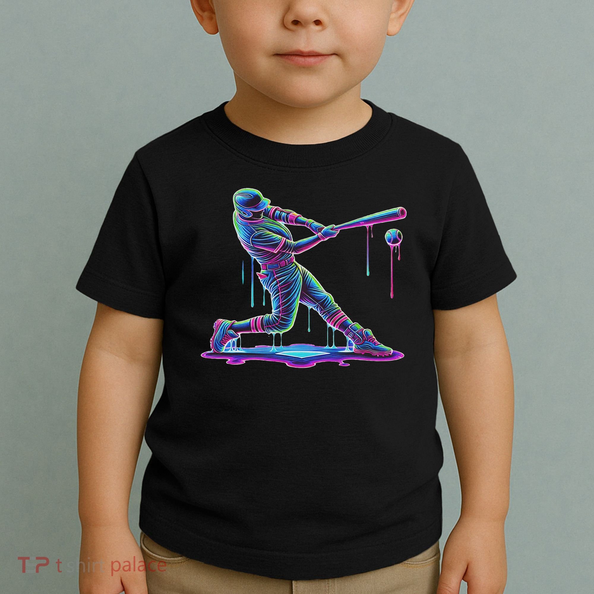 Ice Cream Drip Baseball Bat Baseball Player Toddler T-Shirt