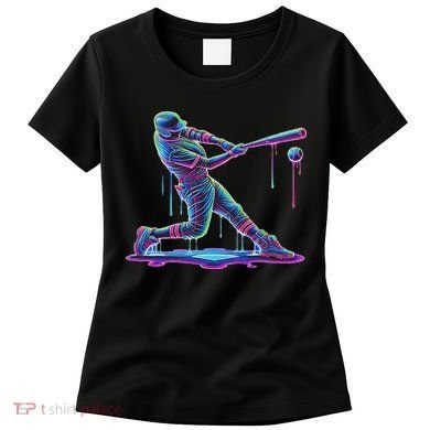 Ice Cream Drip Baseball Bat Baseball Player Women's T-Shirt
