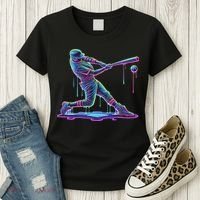 Ice Cream Drip Baseball Bat Baseball Player Women's T-Shirt thumb 3