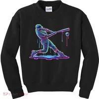 Ice Cream Drip Baseball Bat Baseball Player Kids Sweatshirt thumb 0