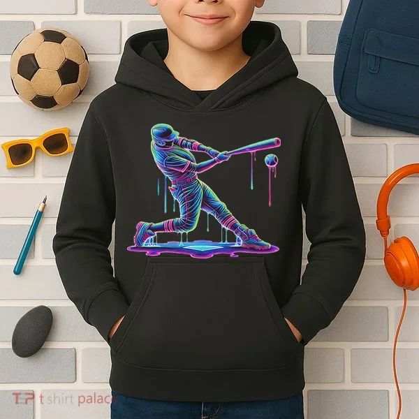 Ice Cream Drip Baseball Bat Baseball Player Kids Hoodie