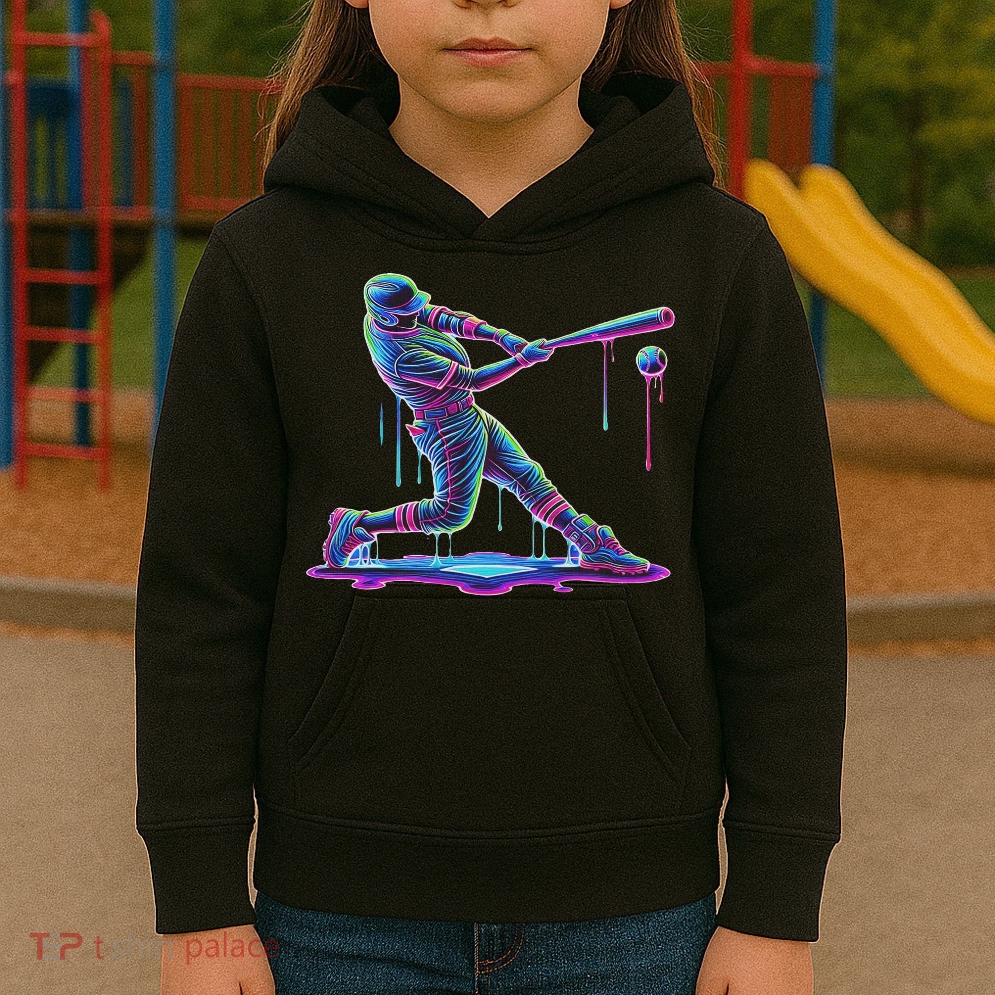Ice Cream Drip Baseball Bat Baseball Player Kids Hoodie