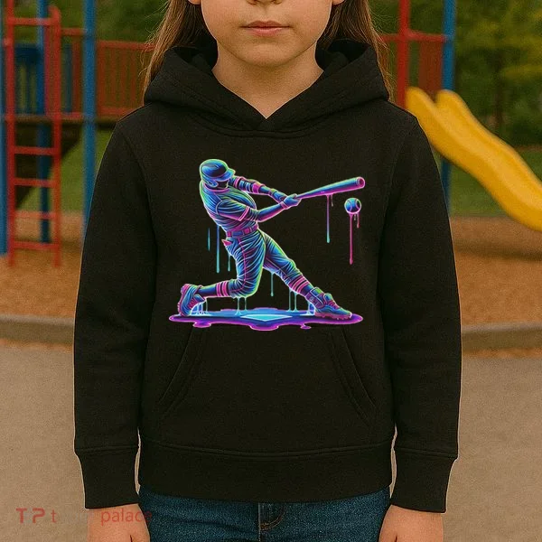 Ice Cream Drip Baseball Bat Baseball Player Kids Hoodie