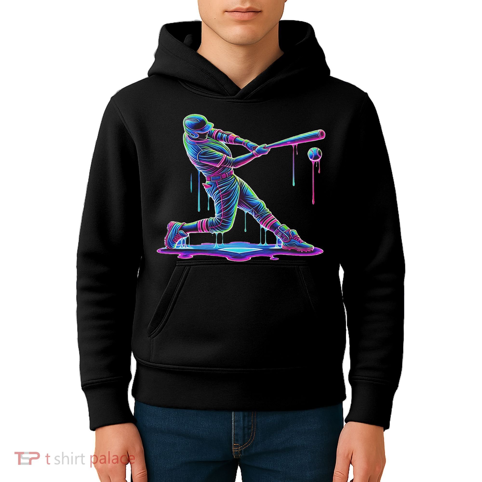 Ice Cream Drip Baseball Bat Baseball Player Kids Hoodie
