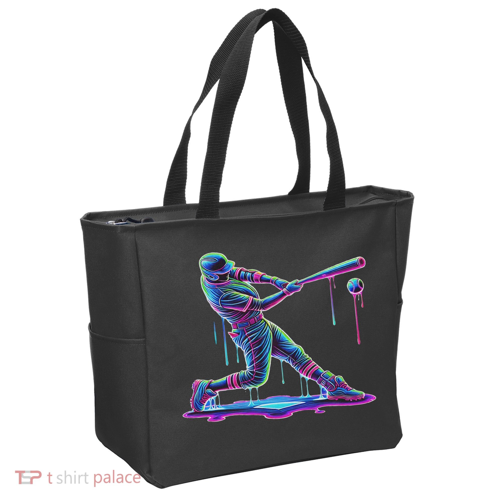 Ice Cream Drip Baseball Bat Baseball Player Tote Bag