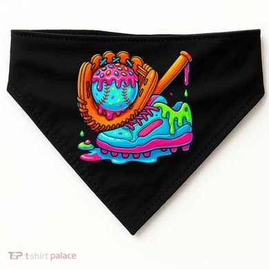 Ice Cream Drip Baseball Stuff Baseball Dripping For USA-Made Doggie Bandana