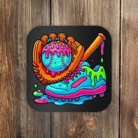 Ice Cream Drip Baseball Stuff Baseball Dripping For Coaster thumb 0