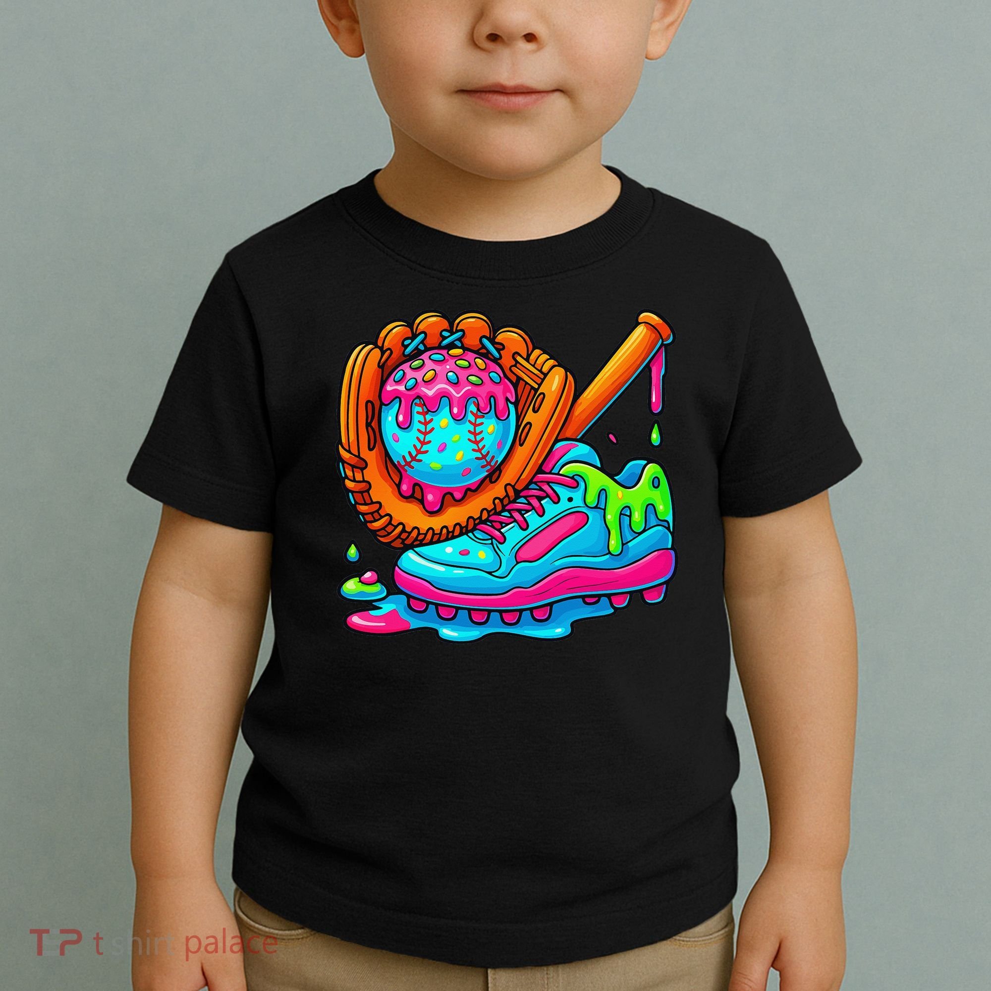 Ice Cream Drip Baseball Stuff Baseball Dripping For Toddler T-Shirt