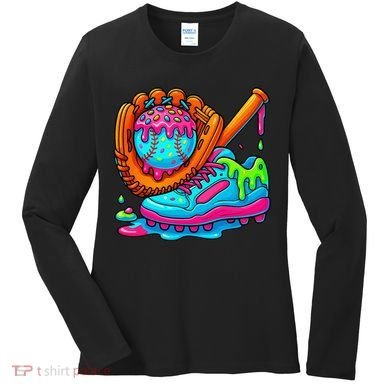 Ice Cream Drip Baseball Stuff Baseball Dripping For Women's Long Sleeve Shirt