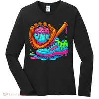 Ice Cream Drip Baseball Stuff Baseball Dripping For Women's Long Sleeve Shirt thumb 0