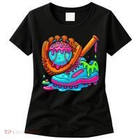 Ice Cream Drip Baseball Stuff Baseball Dripping For Women's T-Shirt thumb 0