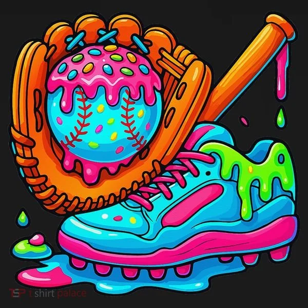 Ice Cream Drip Baseball Stuff Baseball Dripping For Women's T-Shirt