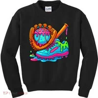 Ice Cream Drip Baseball Stuff Baseball Dripping For Kids Sweatshirt thumb 0