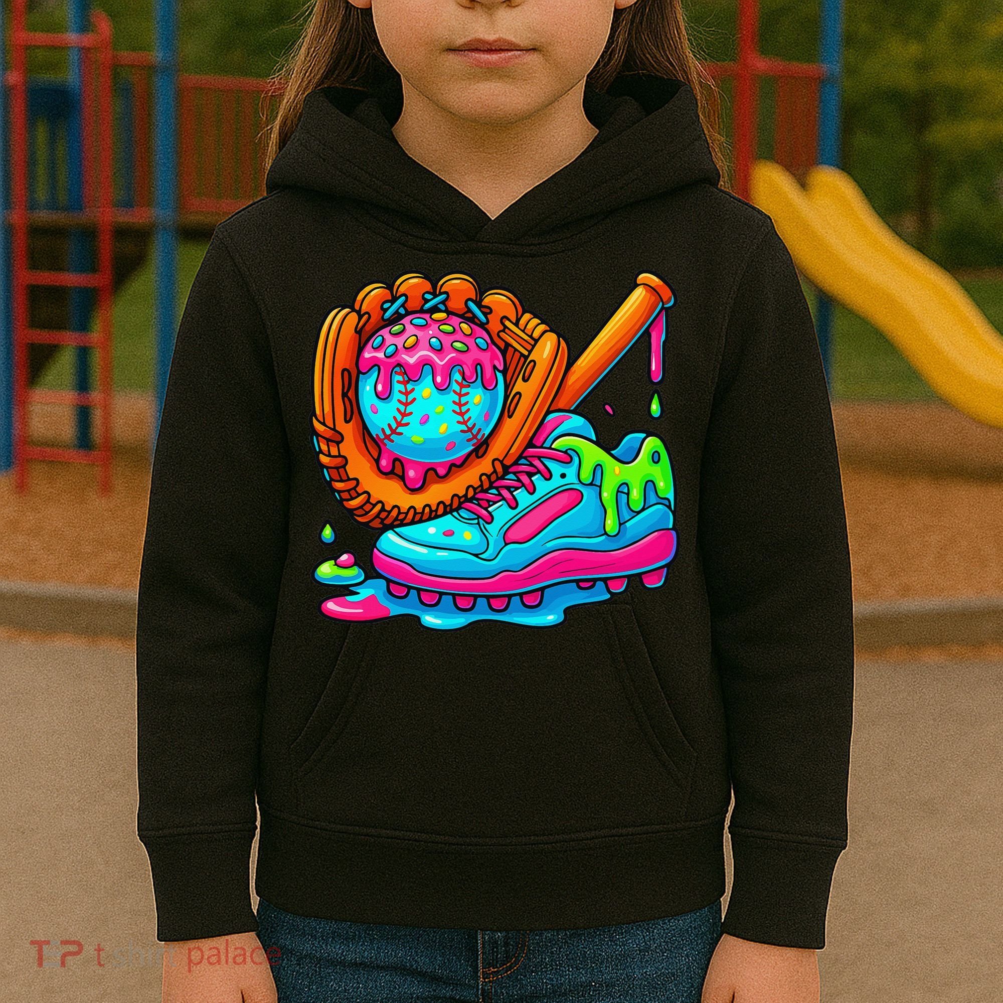Ice Cream Drip Baseball Stuff Baseball Dripping For Kids Hoodie