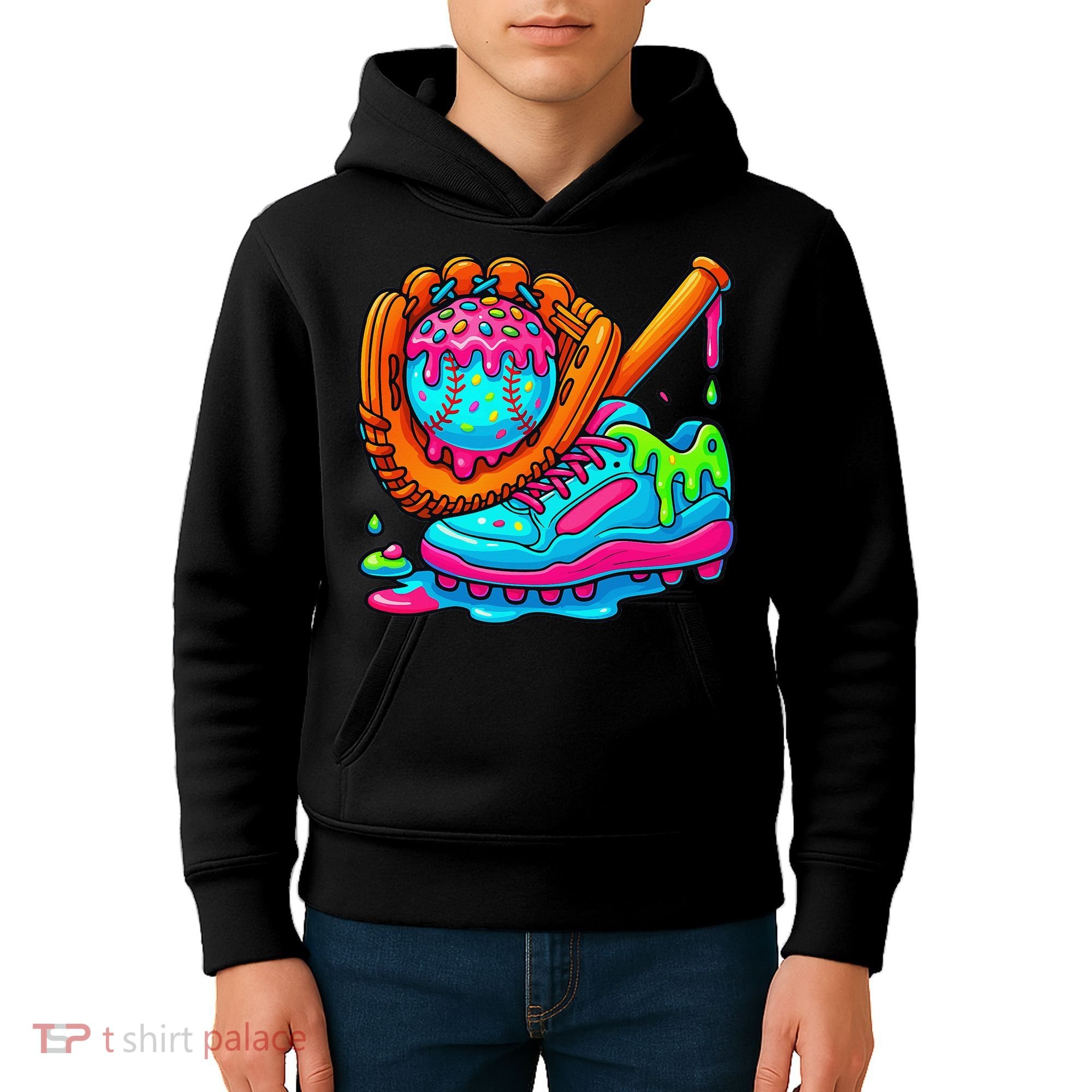 Ice Cream Drip Baseball Stuff Baseball Dripping For Kids Hoodie