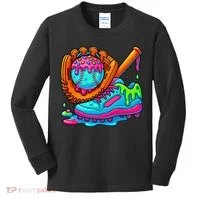 Ice Cream Drip Baseball Stuff Baseball Dripping For Kids Long Sleeve Shirt thumb 0