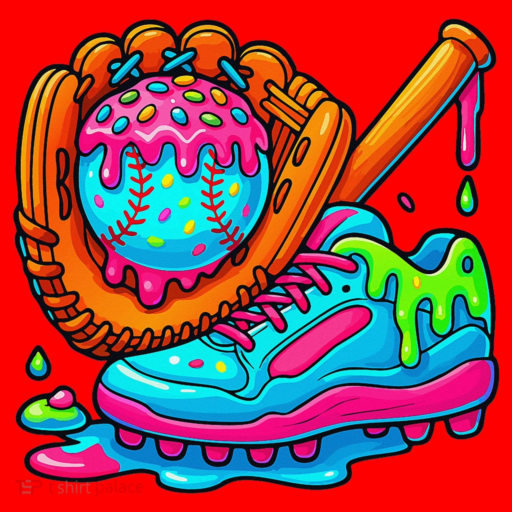 Ice Cream Drip Baseball Stuff Baseball Dripping For Santa Hat