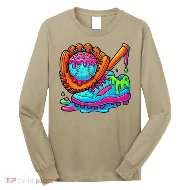 Ice Cream Drip Baseball Stuff Baseball Dripping For Long Sleeve Shirt