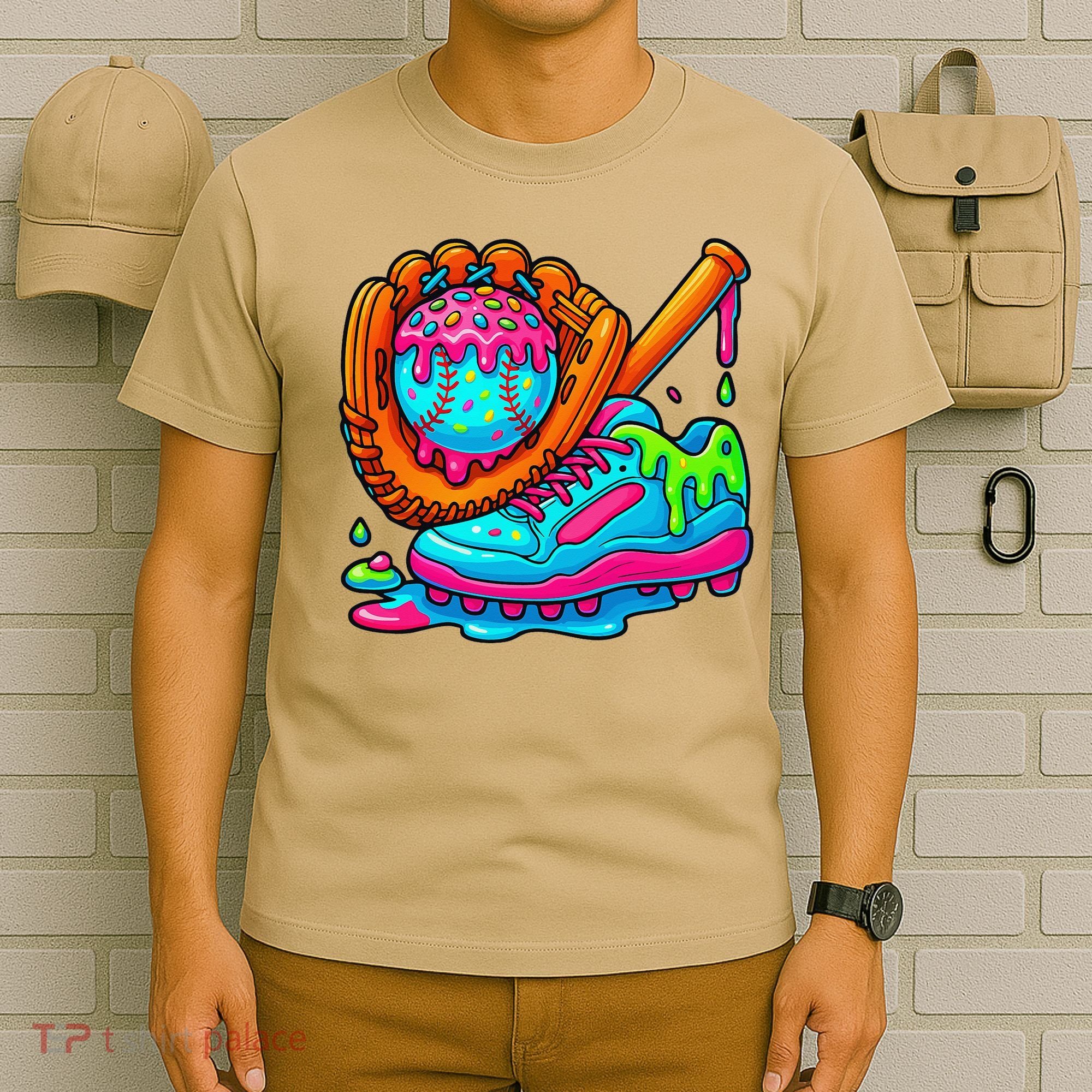 Ice Cream Drip Baseball Stuff Baseball Dripping For T-Shirt