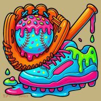 Ice Cream Drip Baseball Stuff Baseball Dripping For T-Shirt thumb 7