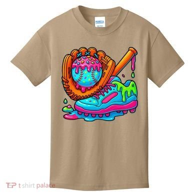 Ice Cream Drip Baseball Stuff Baseball Dripping For Kids T-Shirt