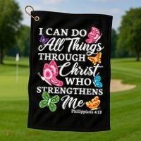I Can Do All Things Through Christ Who Strengthens Me Bible Great Gift Golf Towel thumb 1
