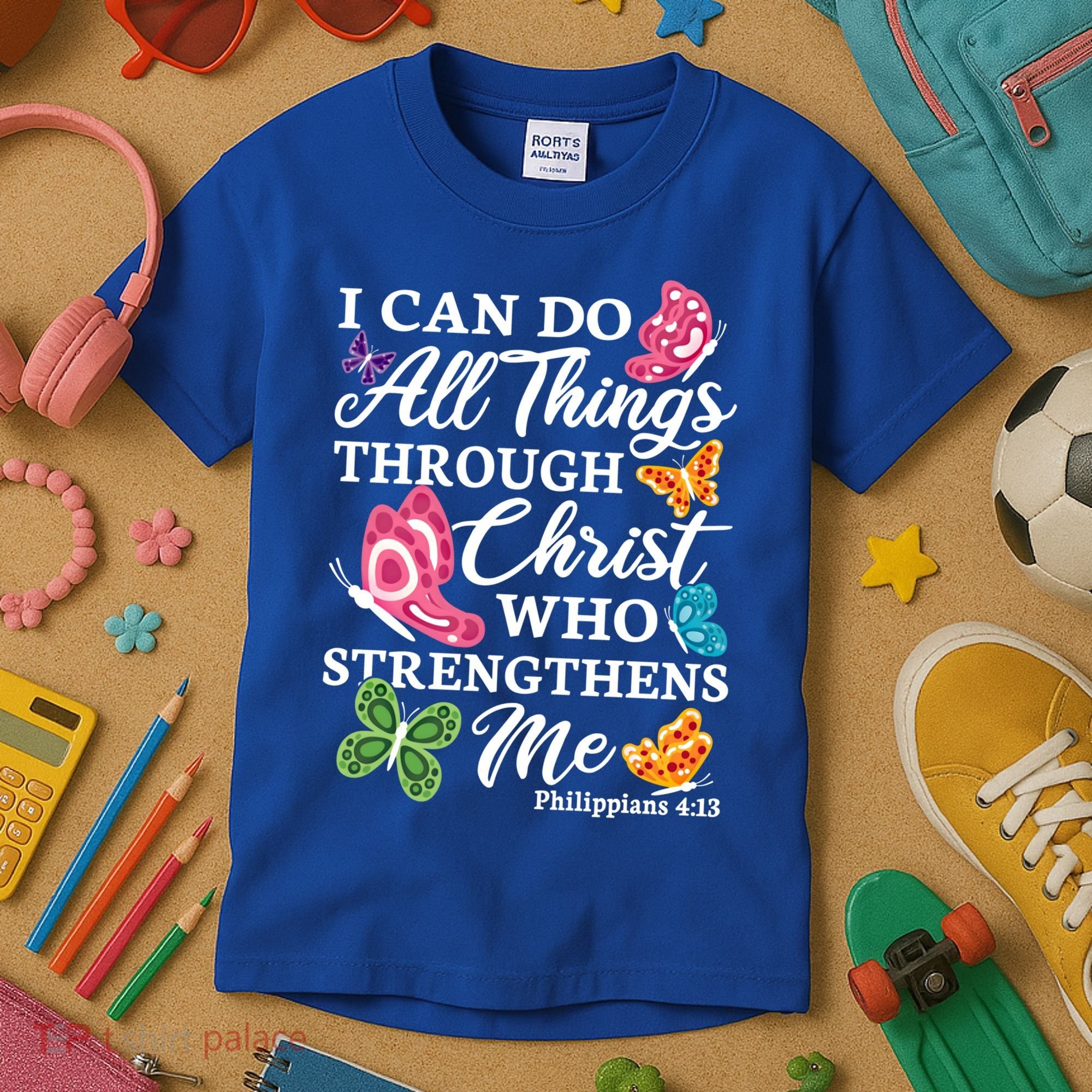 I Can Do All Things Through Christ Who Strengthens Me Bible Great Gift Kids T-Shirt