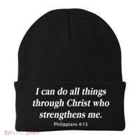 I Can Do All Things Through Christ Bible Quote Beanie thumb 0