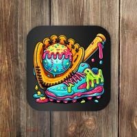 Ice Cream Drip Baseball Stuff Coaster thumb 0