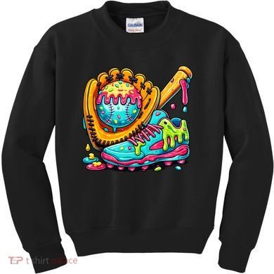 Ice Cream Drip Baseball Stuff Kids Sweatshirt