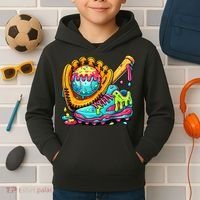 Ice Cream Drip Baseball Stuff Kids Hoodie thumb 2